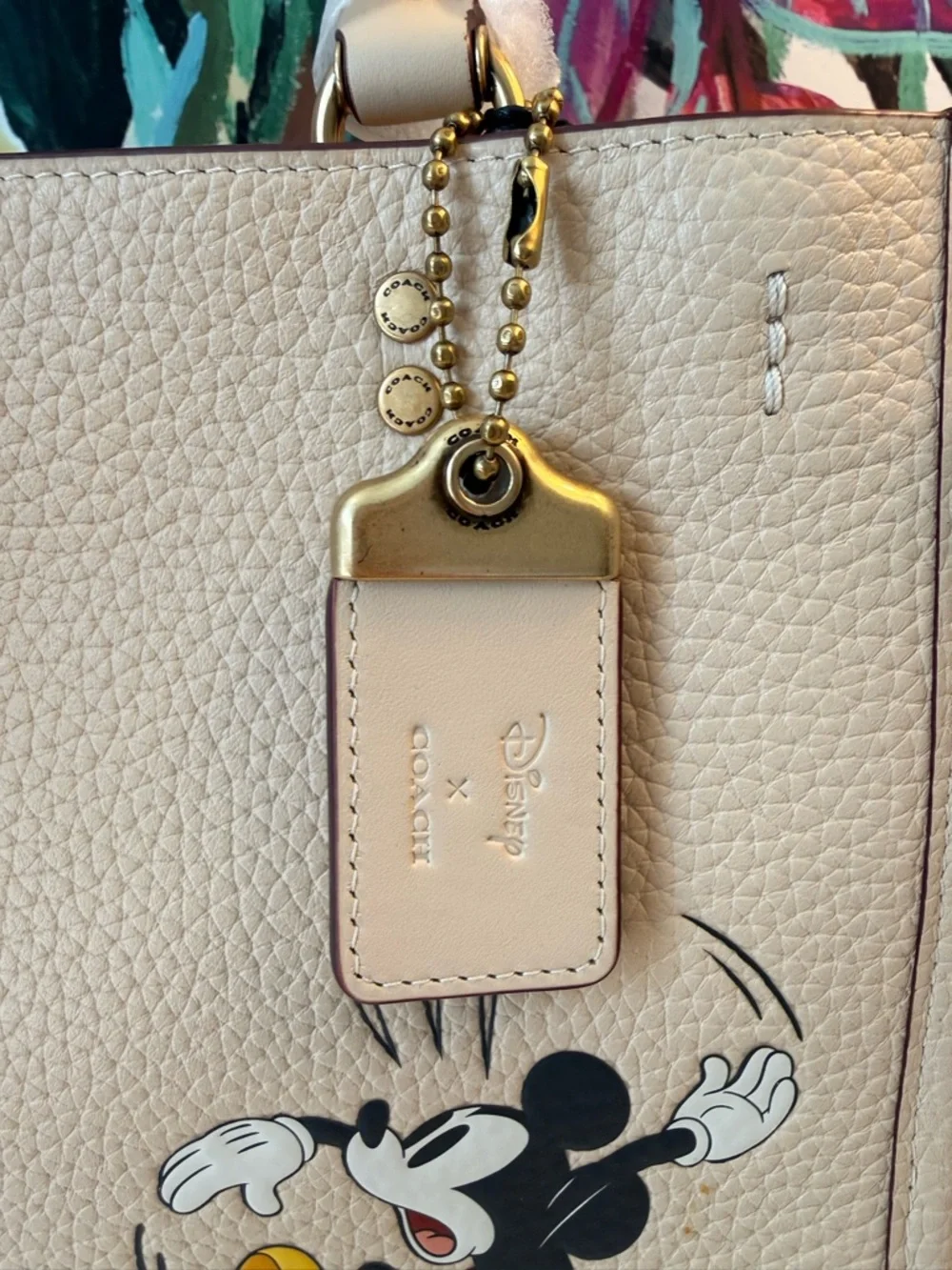 NWT COACH X DISNEY IVORY LEATHER ROGUE 25 WITH MICKEY MOUSE & CATERPILLAR CH461 - Picture 12 of 13